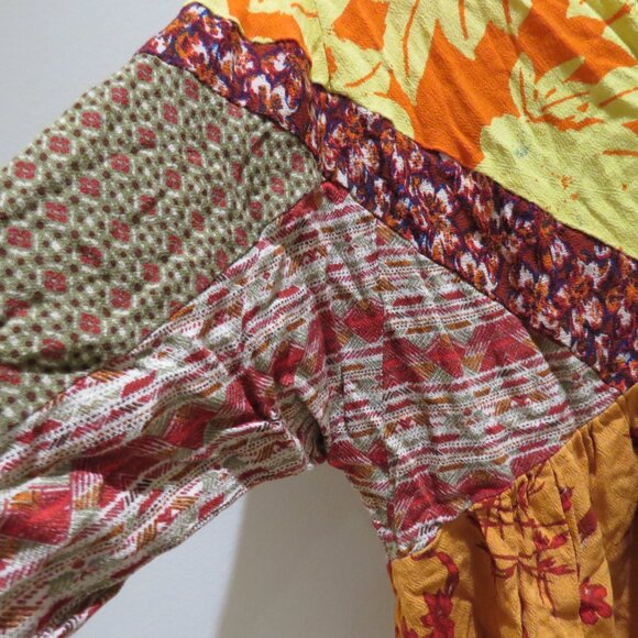 FREE PEOPLE Aloha State of Mind Tunic Top Patchwork Boho Swing Festival Cropped - Picture 5 of 14